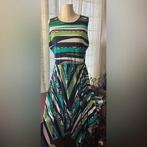 New York & Company Asymmetrical Dress - Green, Blue, Black, White